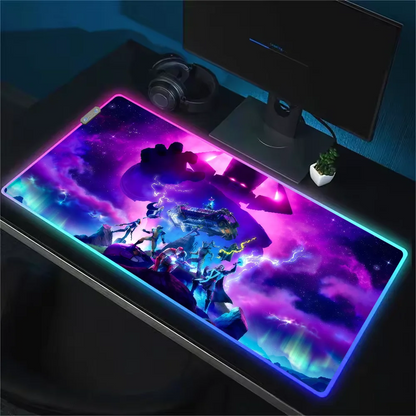 Game F-Fortnite Survival Battle Mouse Pad RGB LED Light Non-Slip Rubber Base Waterproof Office PC Home Desk Mat USB Large Game