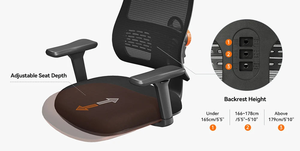 NEWTRAL MAGICH003 Ergonomic Office Chair, Adaptive Lower Back Support Gamer Chair, Adjustable Headrest Seat Depth Office Chair