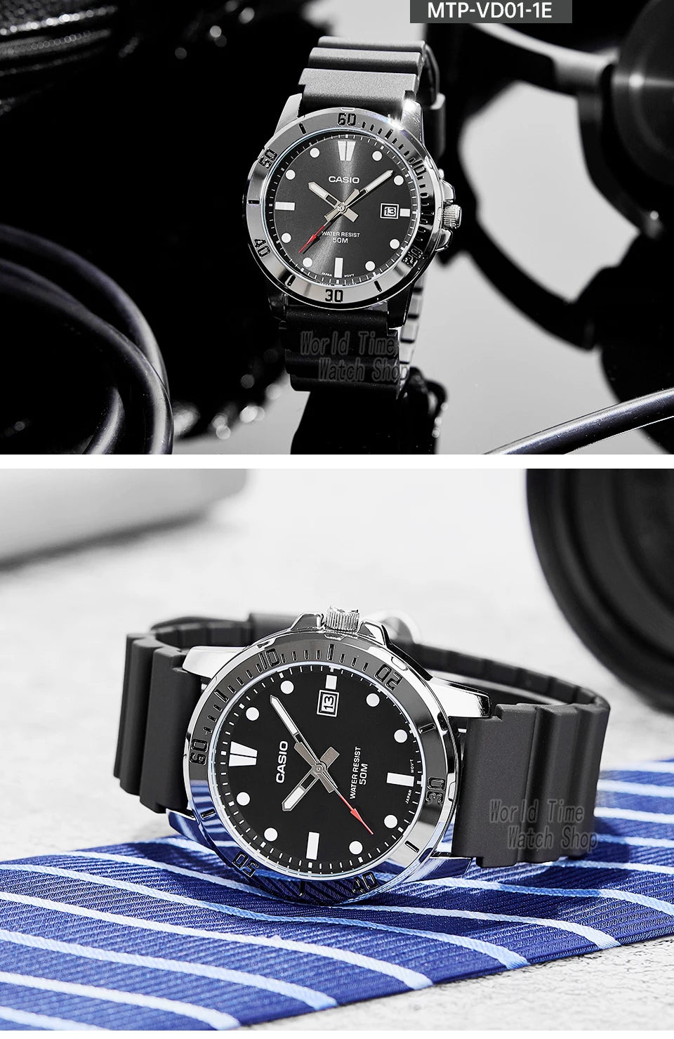 Casio watch for men business fashion resin strap atmospheric waterproof MTP-VD01-1E