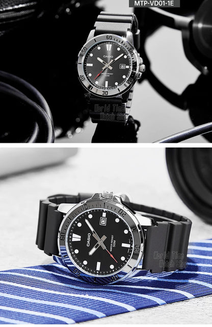 Casio watch for men business fashion resin strap atmospheric waterproof MTP-VD01-1E