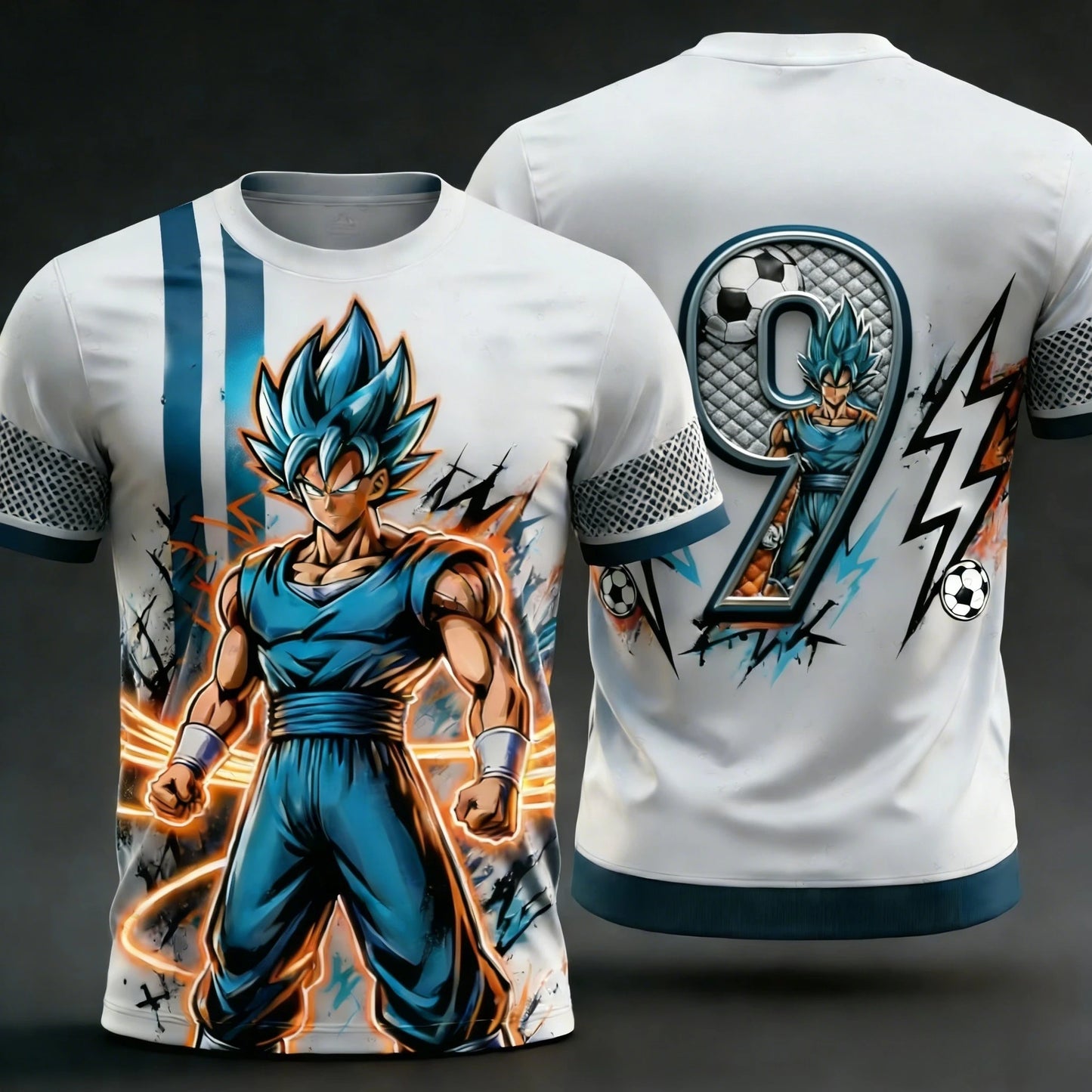 2026 Summer New Adult Men's Dragon Ball Goku 3D Printed Special Football Jersey Numbers 1 To 10 Kids Anime T-Shirt Unisex Y2k