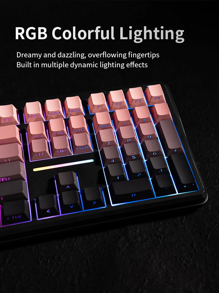 V108 Pro Bluetooth Keyboard Office Low Noise 2.4G Wired & Wireless Full Layout with RGB Backlit Membrane