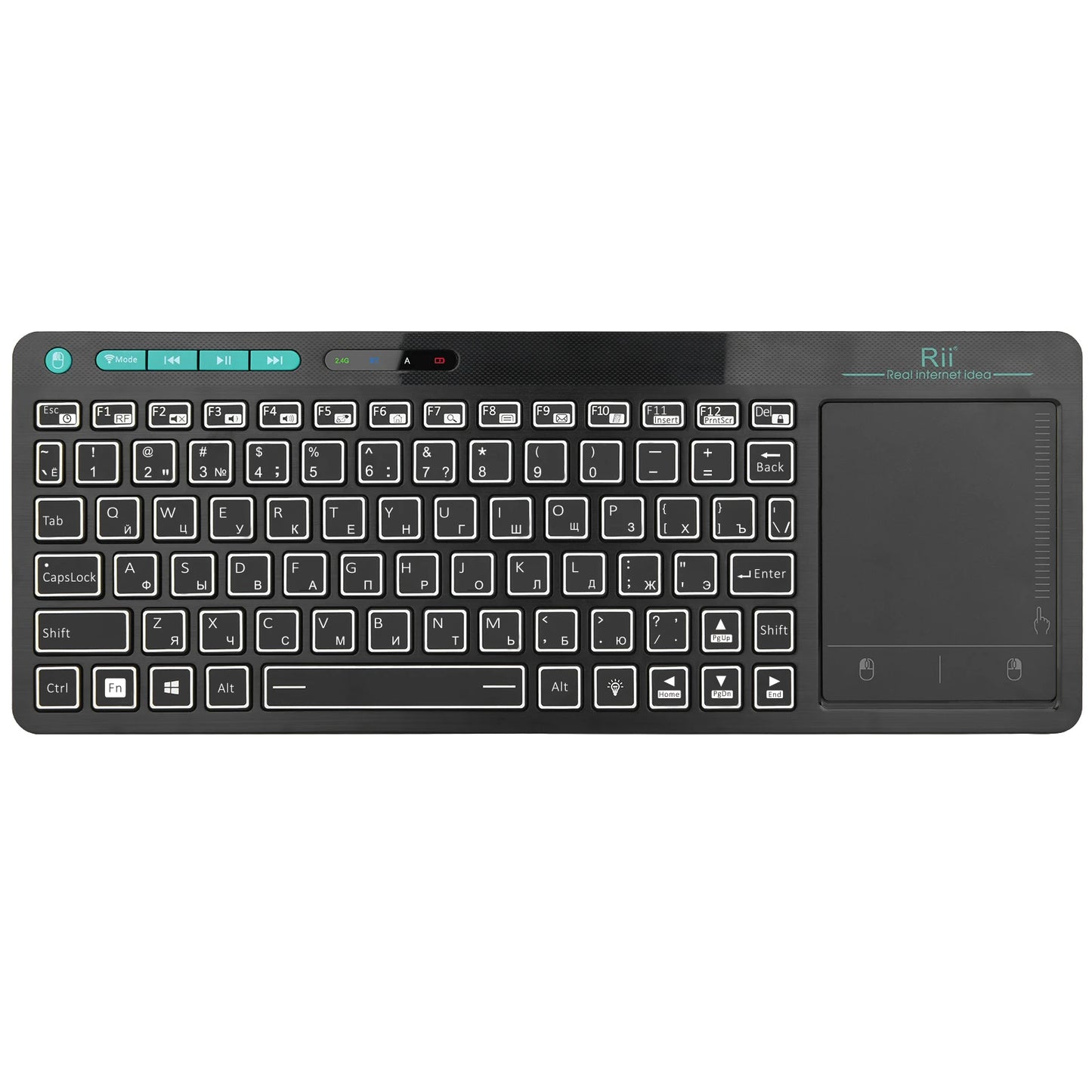 Rii K18S BT And 2.4GHz Wireless RU Mini Keyboard Backlight Touchpad Air Mouse for Android Box Smart TV Windows