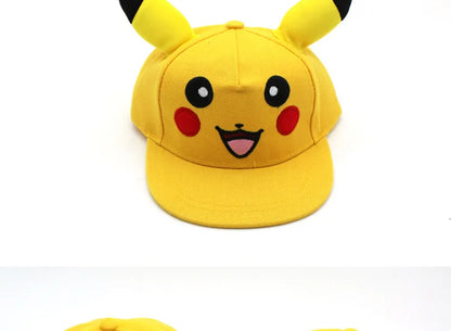 Cartoon Pikachu Cosplay Baseball Hat with Ears Cute Pokemon Baseball Cap for Adults Kids Costume Party Gift