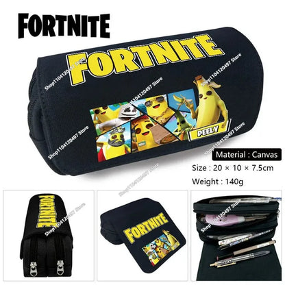 Estojo Fortnite Battle Royale para crianças, caixa de arrumação de canetas com design cartoon, material escolar, presente de aniversário