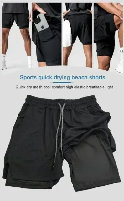 Bandai Dragon Ball Goku Printed Double-layer Shorts, Loose Men's and Women's Summer Sweat-wicking and Breathable Sports Shorts