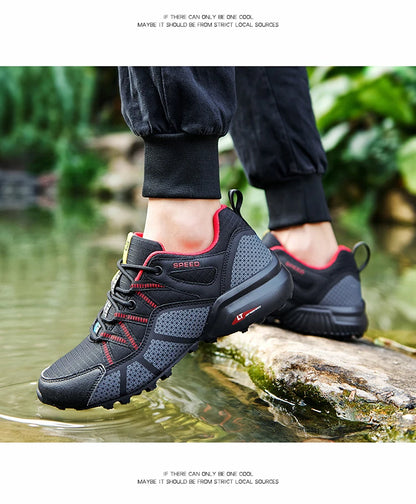 Zapatillas de senderismo para hombre, calzado deportivo todoterreno para exteriores, malla transpirable, antideslizantes y resistentes al desgaste, zapatillas de senderismo y ciclismo outdoor