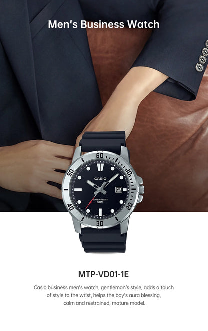 Casio watch for men business fashion resin strap atmospheric waterproof MTP-VD01-1E