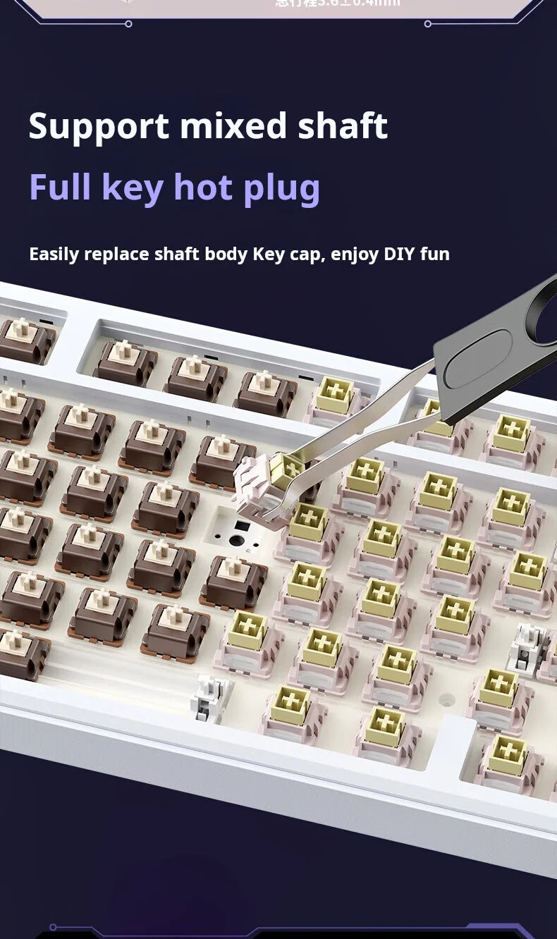 Teclado mecânico AULA L99 com ecrã inteligente, Bluetooth sem fios, tri-modo, teclado gaming noturno para portátil, 8000mAh, switch Raindrop