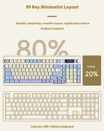 AULA S99 Pro Three Mode Gaming Keyboard Bluetooth Wireless Keyboard RGB Backlight Ergonomic Office PC Gamer Accessories Custom