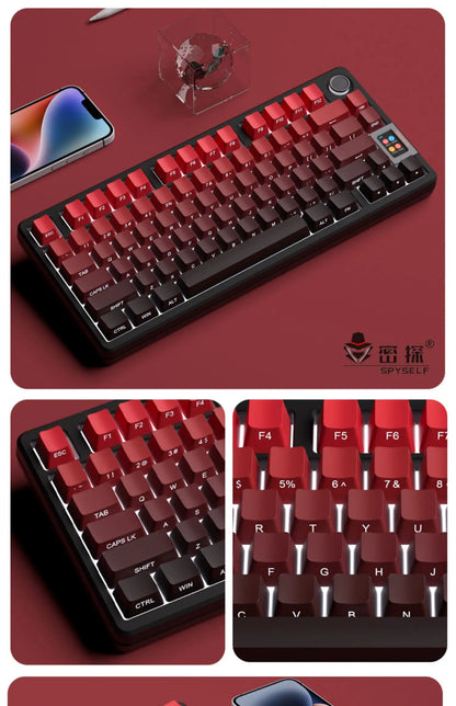New Keycaps for 60/64/84/98/108 Gaming Mechanical Keyboard MX Switch 135 Keys OEM PBT Side Engraved Red and Black Gradient Color