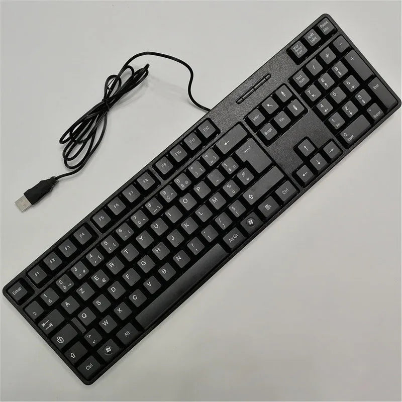 Teclado gaming com keycaps de letras em espanhol, francês, russo e árabe, USB com fios, 104 teclas, para computador