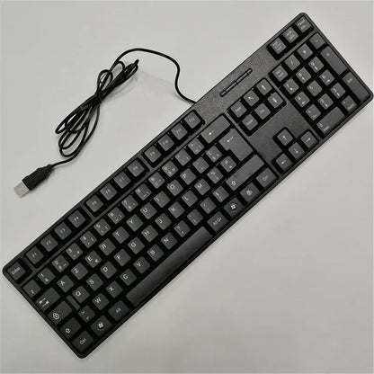 Teclado gaming com keycaps de letras em espanhol, francês, russo e árabe, USB com fios, 104 teclas, para computador