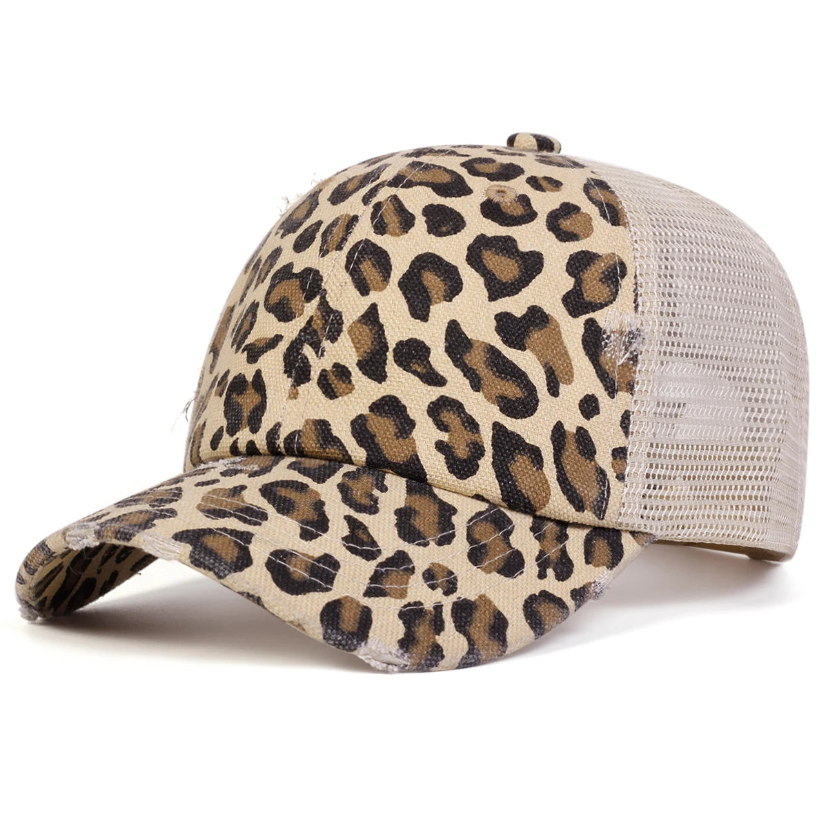 Unisex-Baseballmützen mit Leopardenmuster, Lochstickerei, Netz, für Frühling und Herbst, Outdoor, verstellbar, Freizeitmützen, Sonnenschutzmützen, Sportmützen