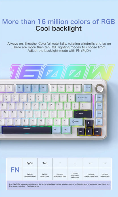 F75 Mechanical Keyboard FREEWOLF * AULA F75 Bluetooth Three-mode Keyboard, Dedicated for Gaming and Office Use
