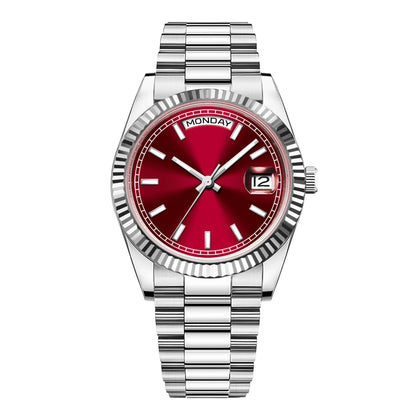 Orologio meccanico da uomo CORGEUT NH36 con indicazione di giorno e data, bracciale President, cassa in acciaio, lunetta arcuata filettata, impermeabile