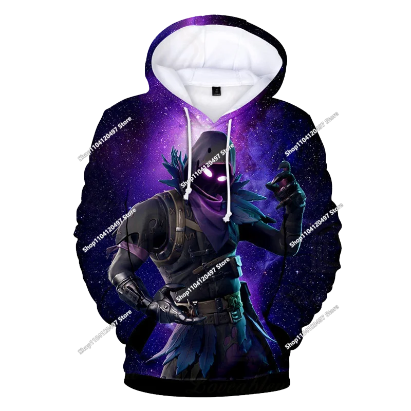 Sweatshirt com capuz Fortnite 3D com estampagem digital, folgado e confortável, novidade de outono