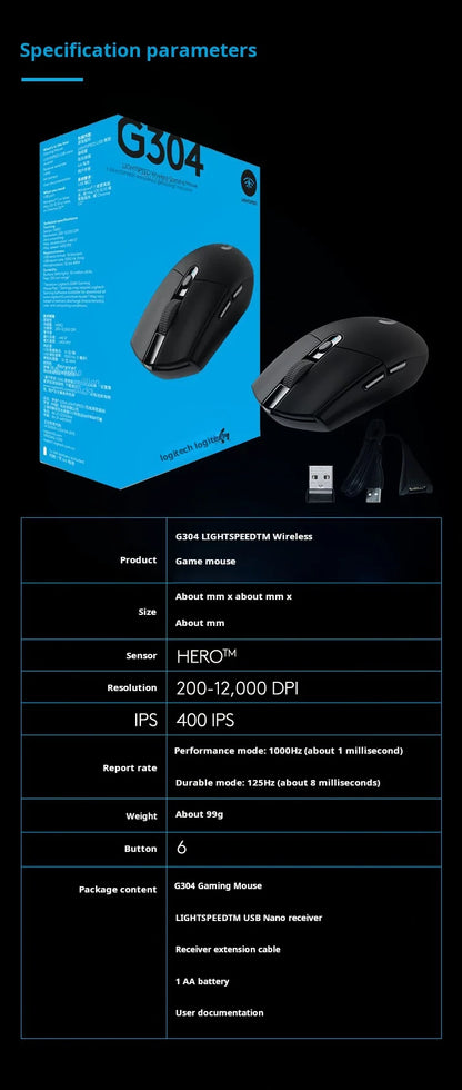 Logitech G304 LIGHTSPEED draadloze gamingmuis, lichte draagbare muis met macro, Jedi Survival, FPS, League of Heroes, Eat Chicken