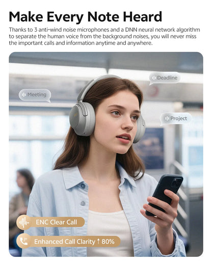 Cuffie Bluetooth 6.0 Over-Ear QCY H3S con ANC adattivo -56dB – Headset wireless Hi-Res LDAC, batteria 102H, audio spaziale Dual Driver