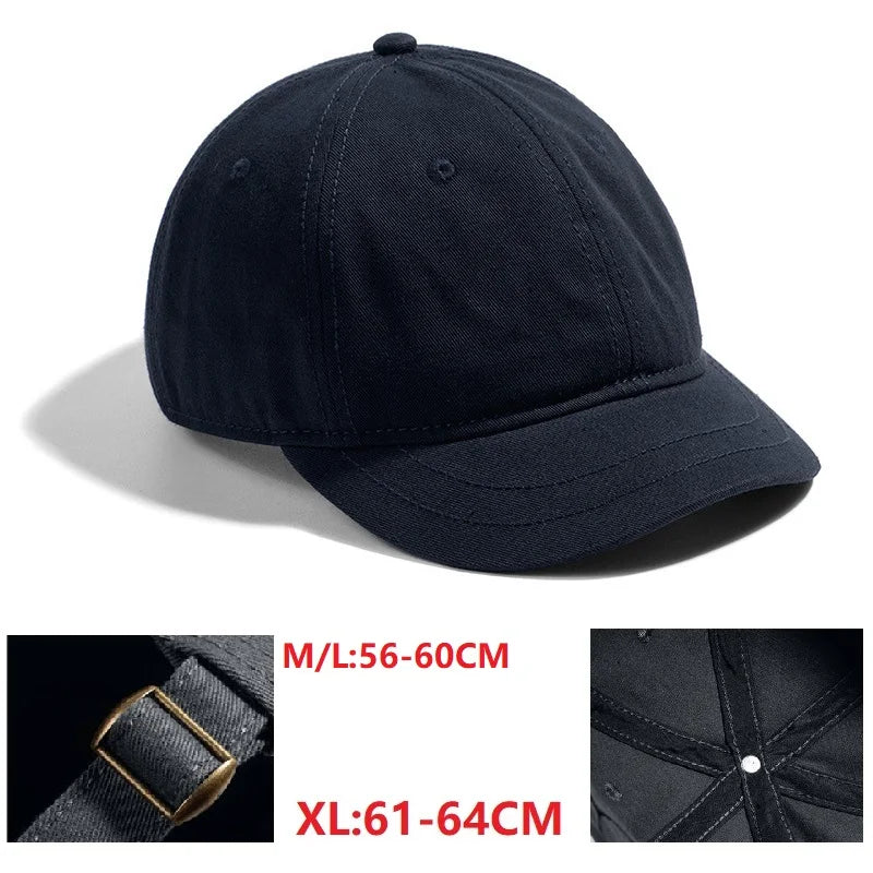 Gorra de béisbol para hombre con cabeza grande, parte trasera cerrada, ala corta de 5 cm, gorras ajustadas de malla, gorras elásticas totalmente cerradas, tallas 56-60 cm y 61-65 cm