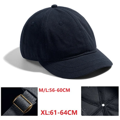 Gorra de béisbol para hombre con cabeza grande, parte trasera cerrada, ala corta de 5 cm, gorras ajustadas de malla, gorras elásticas totalmente cerradas, tallas 56-60 cm y 61-65 cm