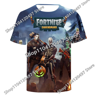 Fortnite Theme Birthday Number T-Shirt, Summer Child White Clothes, Cartoon Hot Game Short Sleeve Tees, Casual Tops, Funny Gifts
