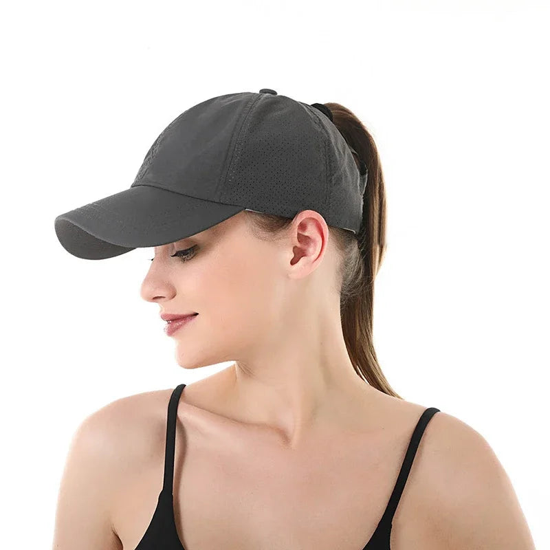 Summer Baseball Cap, Golf Suit, Sports and Leisure Cross Ponytail Cap, Mesh Quick Drying Duckbill Cap