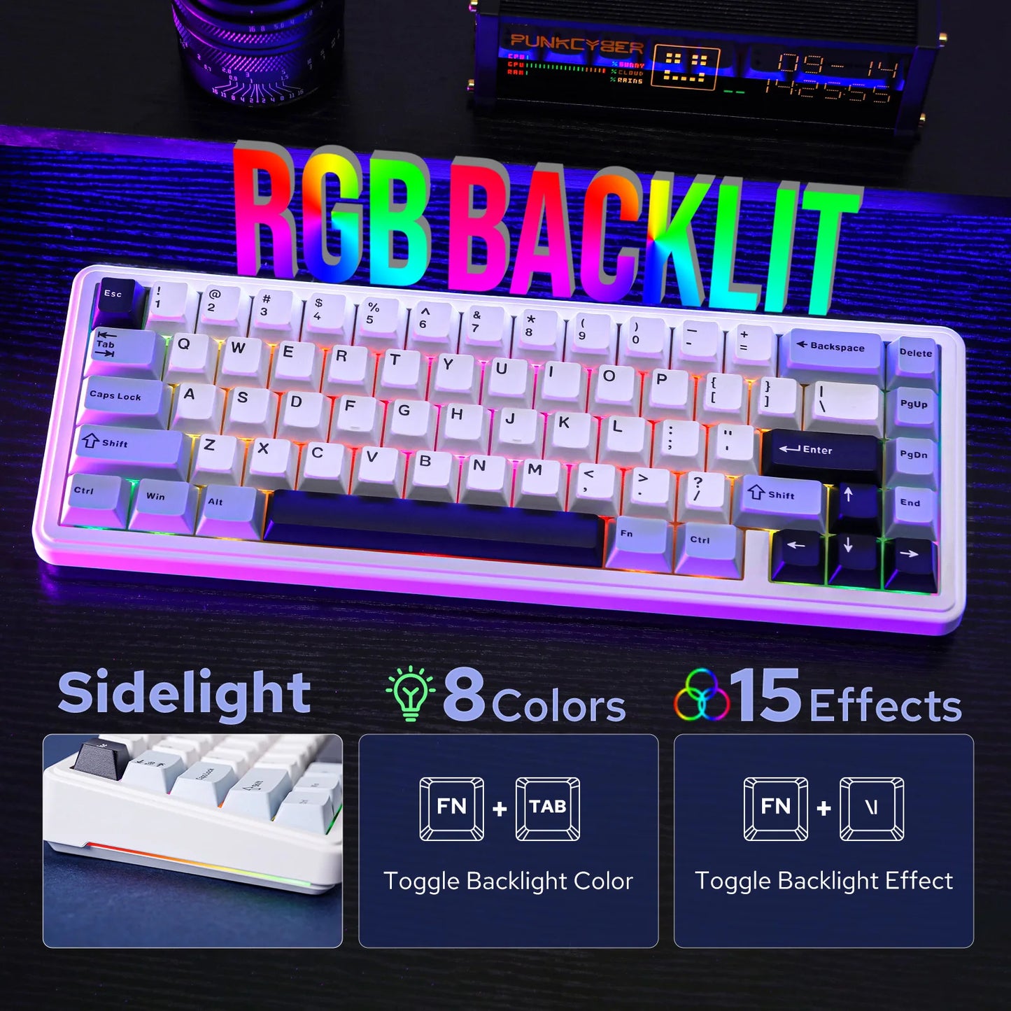 EPOMAKER x AULA F65 65% Layout Hot-Swap Gasket-mounted Wired/Bluetooth/2.4G Wireless Mechanical Keyboard for Mac/Win