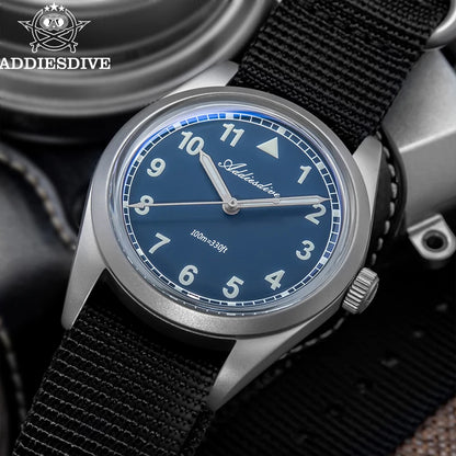 Orologio analogico da uomo ADDIESDIVE 36mm con vetro a specchio bombato, impermeabile 100m, luminoso, semplice, al quarzo, con cinturino in nylon