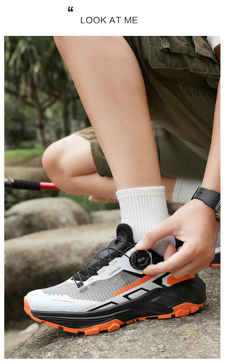Men's Running Shoes with Rotating Buckle Breathable Mesh Lightweight Sneakers for Men Gym Workout Casual Waterproof Sports Shoes