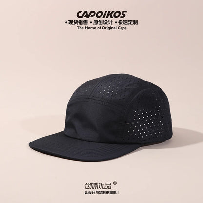 Customized Logo Solid Color Five-panel Quick-drying Baseball Cap Men's and Women's Mesh Breathable Camping Sports Skateboard Cap
