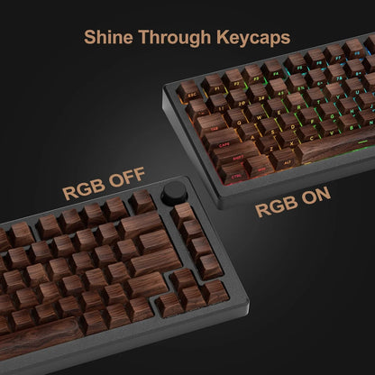 Teclas PBT translúcidas Cherry com gravação lateral e padrão de madeira, 126 teclas, personalizadas para teclado mecânico 60/84/98/108