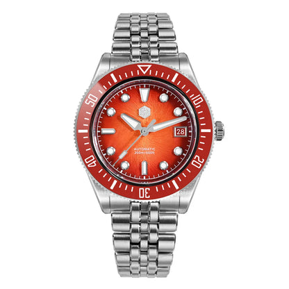 San Martin 40mm Luxus-Taucheruhr für Herren, Miyota 9015, Sunburst-Emaille-Zifferblatt, automatische mechanische Armbanduhr, wasserdicht bis 200m, SN0148
