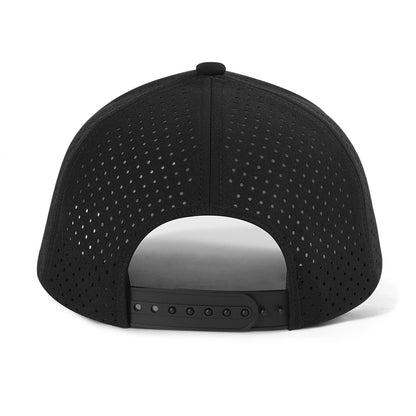 VOBOOM Herren-Baseballkappe mit Schnell-Trocknungsfunktion, lasergeschnittenem Netzstoff, gewölbter Krempe und Snapback-Verschluss – für Outdoor, Laufen und Reisen – schwarze Kappe