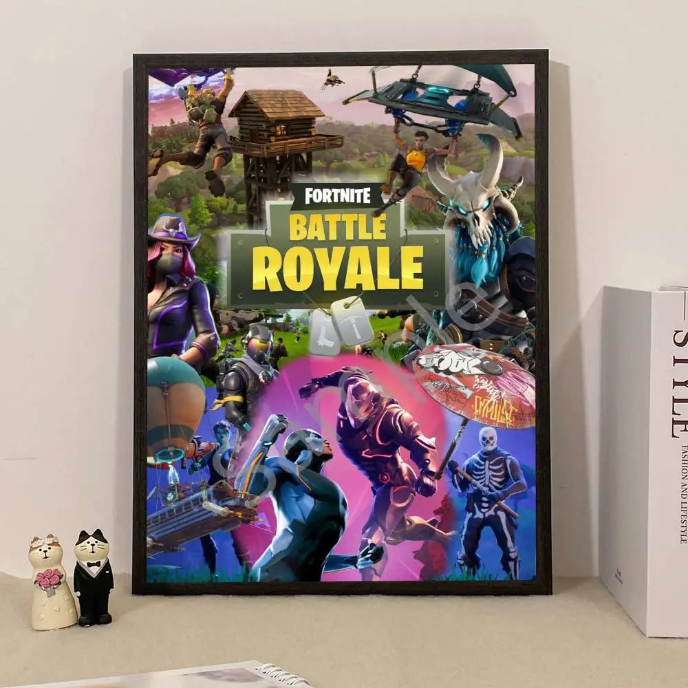 Poster de Jogo F-Fortnite Surpresa — Decoração de Casa, Quadro de Parede para Escritório e Sala de Estar