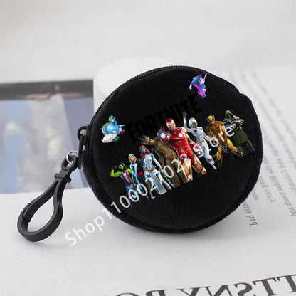 Fortnites Boys Girls Round Coin Purse Cute Fashion Cartoon Printing Large Capacity Cosmetic Bag Portable Handbag Birthday Gifts
