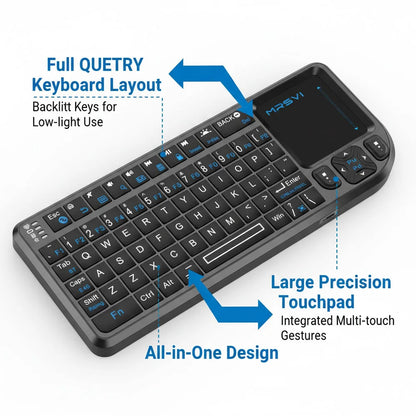 MRSVI Mini Keyboard A8 PLUS, Backlit 2.4GHz & Bluetooth 5.0 Wireless Keyboard with Touchpad for Android TV Box, Mac, Laptop, Windows