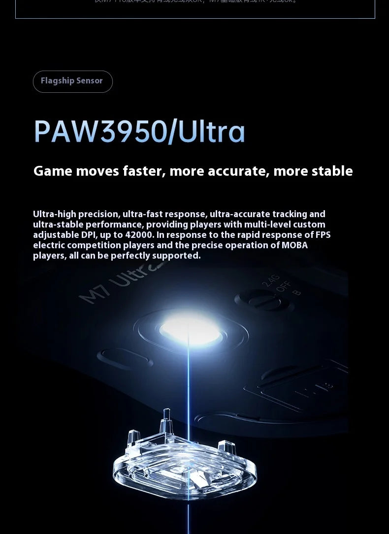 MCHOSE M7 Ultra Ergonomische gamingmuis PAW3950 Super Sensor TOPSPEED 8000Hz polling rate lichtgewicht ontwerp Realtek Master-muizen