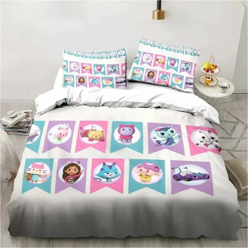 Gabby's Dollhouse 3D Printed Duvet Case Pillowcase Bedding Set Twin Full King for Kids Adults Bedroom