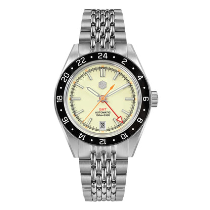 Orologio da uomo automatico San Martin 39.5mm Limited Edition con quadrante Full Lume, NH34 GMT, data a ore 6, 10Bar, Kol Saati di lusso SN0116W