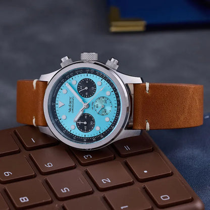 Milifortic 39MM Fashion Chronograph Watch Man R086 Retro C3 Luminous Stainless Steel Waterproof 100M VK63 Quartz Watches For Man