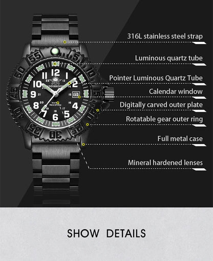 ADDIESDIVE 2023 Men's Sports Watch Military Sports Luxury Rotating Bezel Luminous Watch Nylon Strap 50m Waterproof Quartz Watch