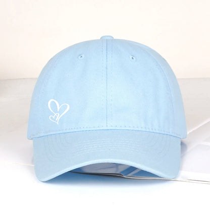 Minimalistinė beisbolo kepurė su dvigubo širdies raštu, moterims ir vyrams, minkšta, reguliuojama, „Dad Hat“ stiliaus, kasdieninė, meilės tematikos, saulės kepurė
