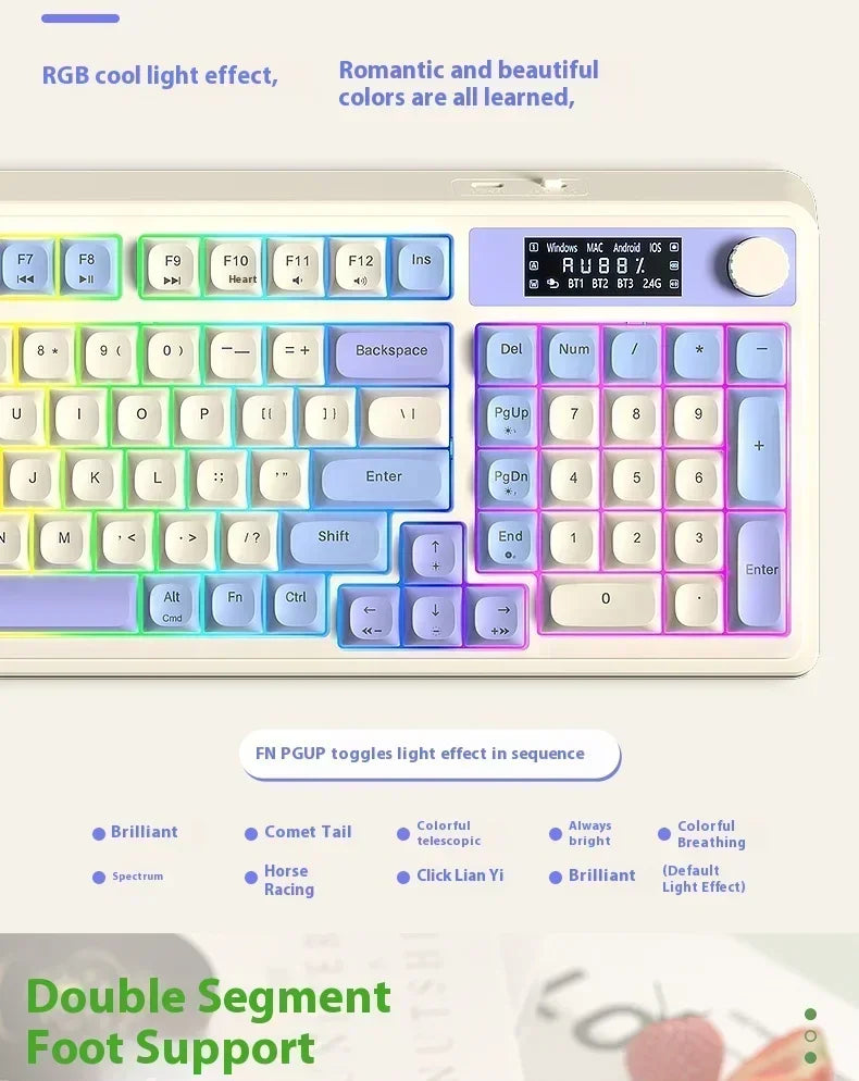 AULA S99 Pro Three Mode Gaming Keyboard Bluetooth Wireless Keyboard RGB Backlight Ergonomic Office PC Gamer Accessories Custom
