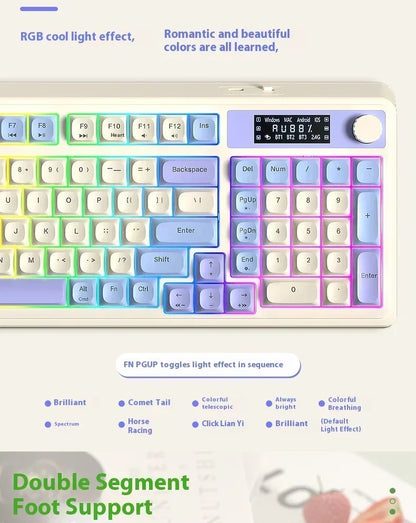 AULA S99 Pro Three Mode Gaming Keyboard Bluetooth Wireless Keyboard RGB Backlight Ergonomic Office PC Gamer Accessories Custom