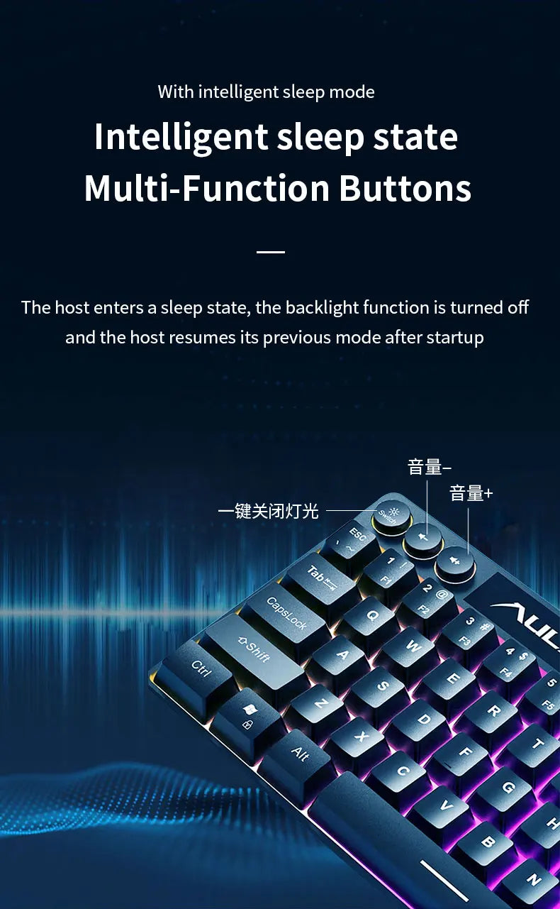 AULA F3061 Mechanical Touch Feel Keyboard 61 Keys Wired Mini Keyboard RGB Backlight Keyboard Desktop  Laptop Game Keyboard