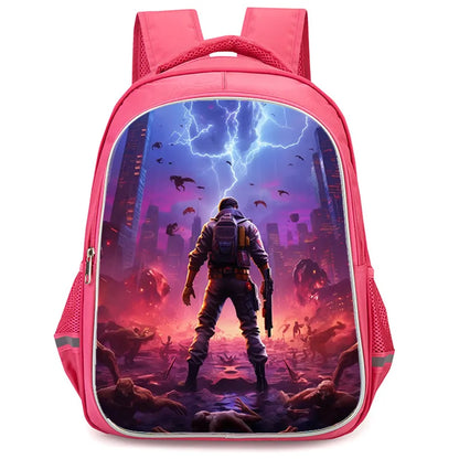 Mochila Fortnite Cartoon de 16 polegadas, unissexo, para rapazes e raparigas, com fechos duplos, grande capacidade e leve, para estudantes