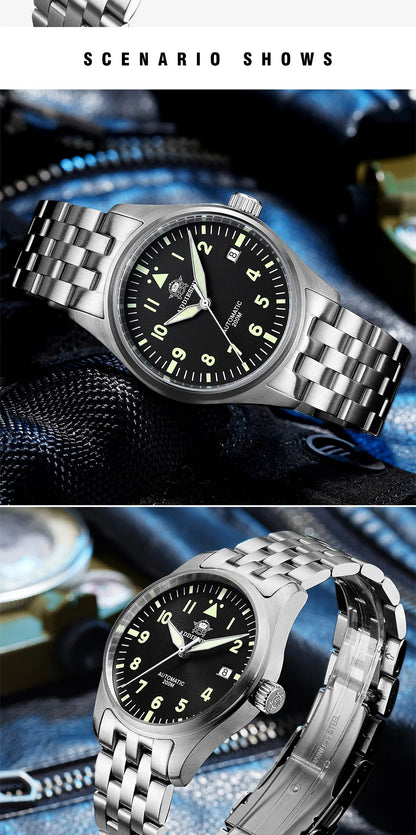 ADDIESDIVE Fashion Retro Personalized Watches 200m Waterproof C3 Luminous Steel Watch Sapphire Glass Mechanical Analog Watches