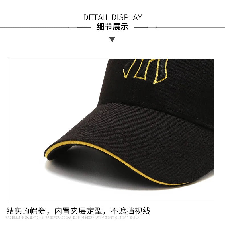 Four Seasons HatsMen Trendy Black Retro brooklyn Letter Embroidery Baseball Cotton Adjustable Casual Hat Hip Hop Sun Hats