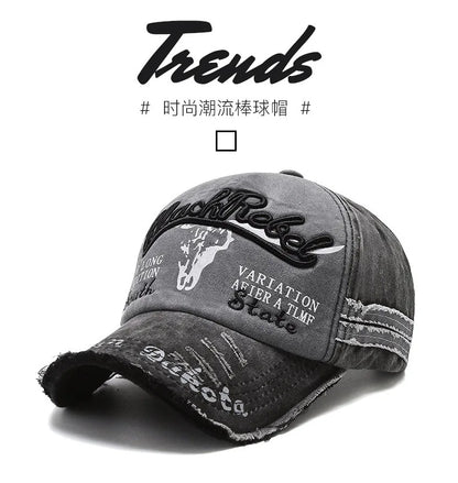 Șapcă de baseball vintage cu litere brodate, model „Bull Washed”, pălărie de soare retro pentru bărbați și femei, șapcă casual cu cozoroc în stil hip-hop